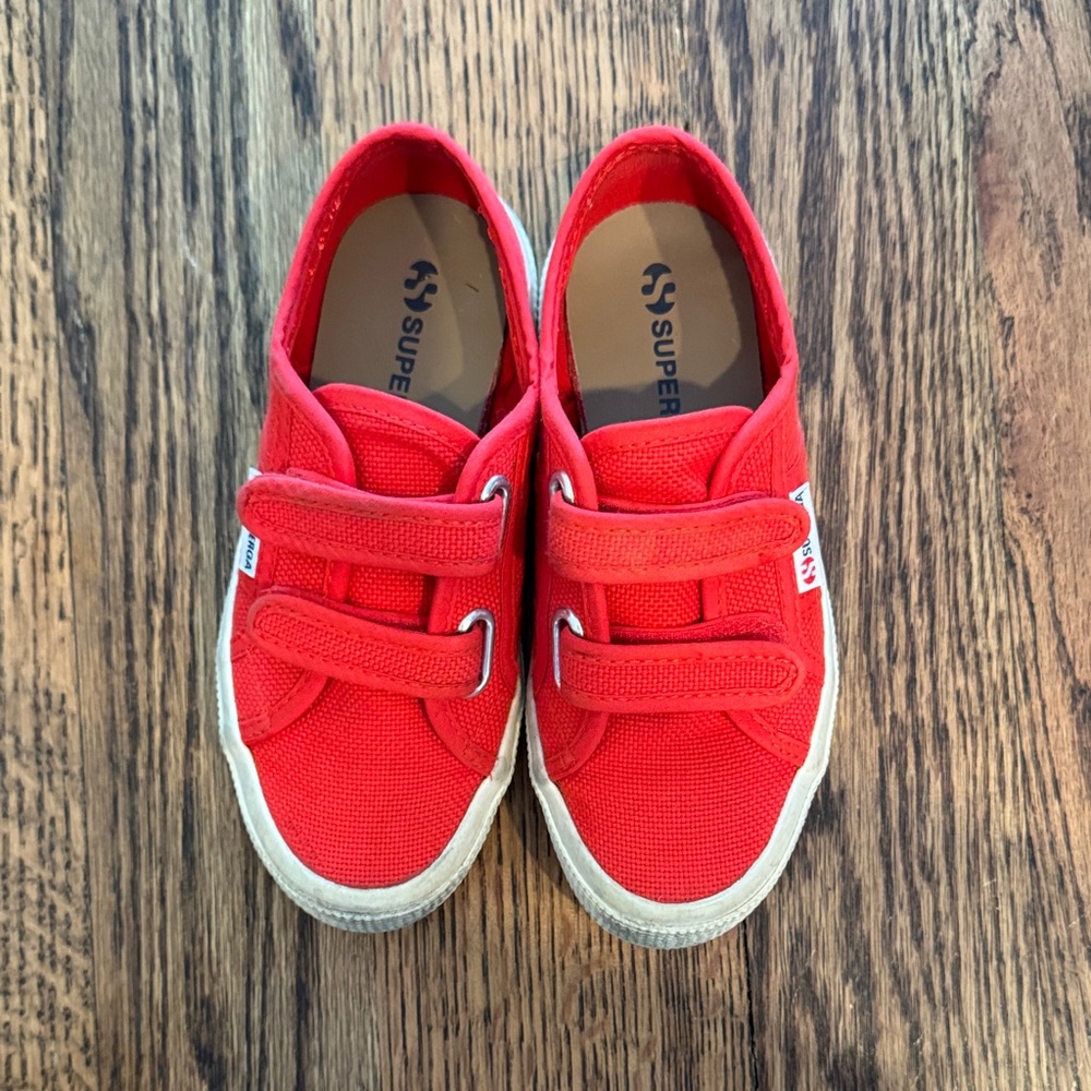 Superga Kids 29 (11-11.5 US) - Red Canvas Hook-and-Loop Sneakers